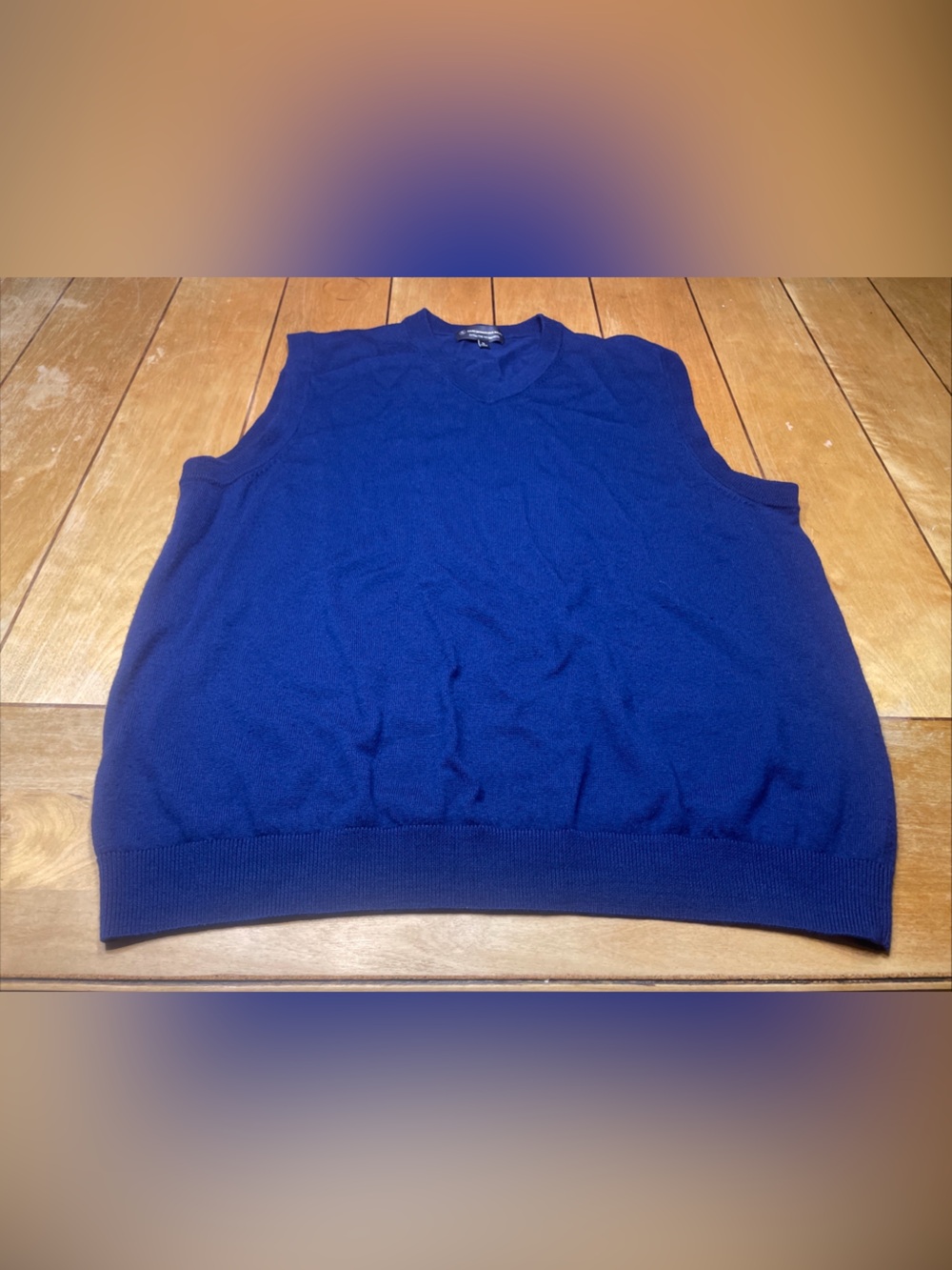 Hart Schaffner Marx 100% Fine Merino Wool Blue V Neck Vest Size XL EUC!!